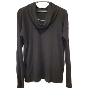 Gap Cowl Neck Black Waffle Weave Long Sleeve Thermal Top Size Medium